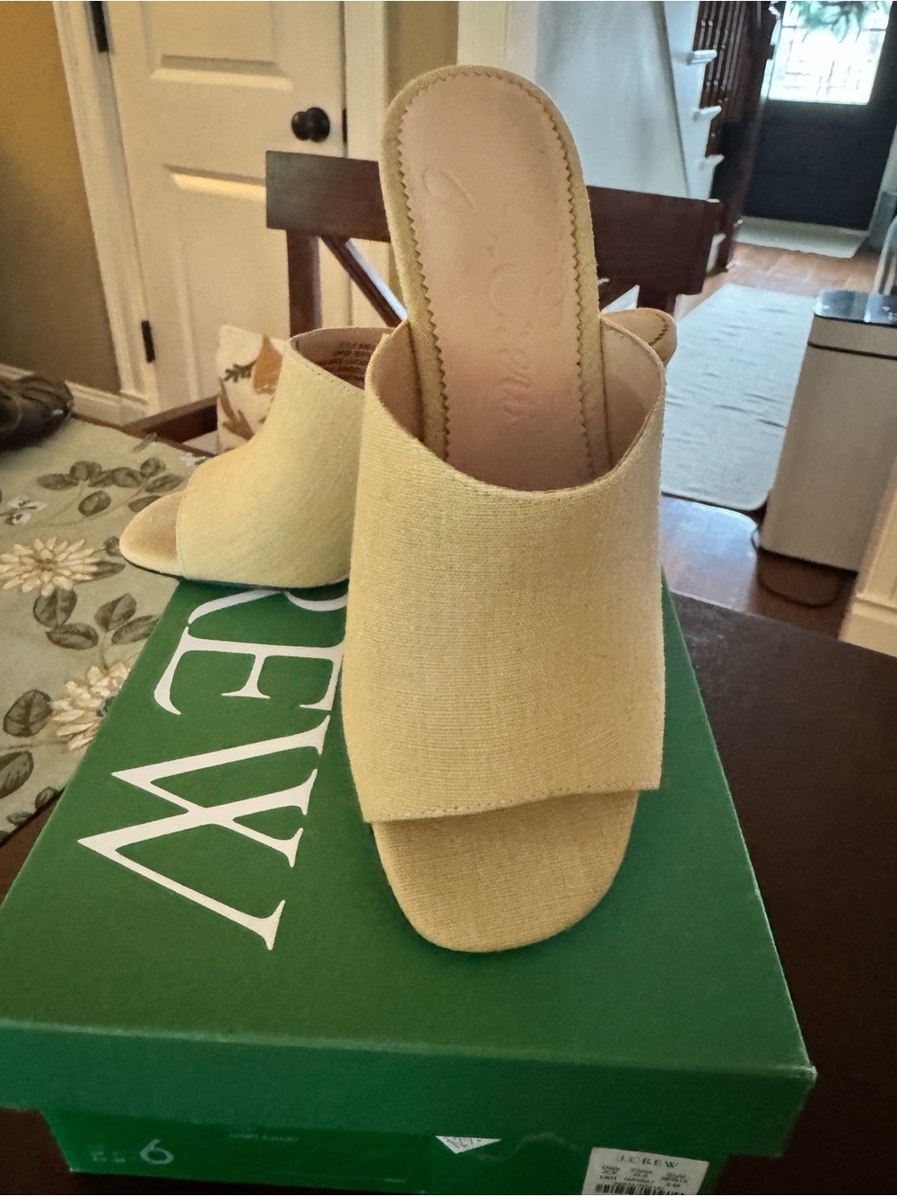Khaki Linen J Crew wedges size 6